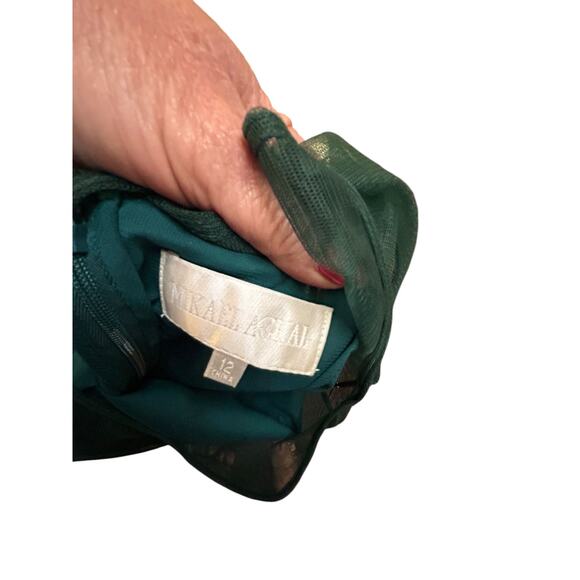 Mikael Aghal Green Sequin and Tulle Dress - Size 12 - Picture 12 of 13